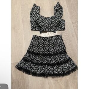 Bardot Black and White skirt and top set size S